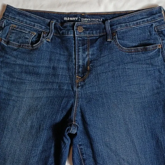 Old Navy Jeans Curvy Profile Mid Rise Dark Wash Ankle Stretchy Chic Size 12 - Picture 9 of 9